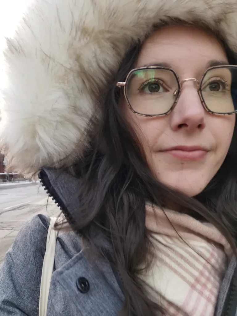 Selfie de Gwen avec sa doudoune d'hiver