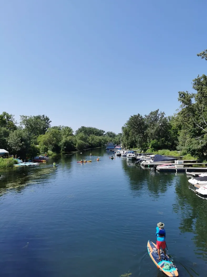 Personnes faisant du paddle sur les îles de Toronto