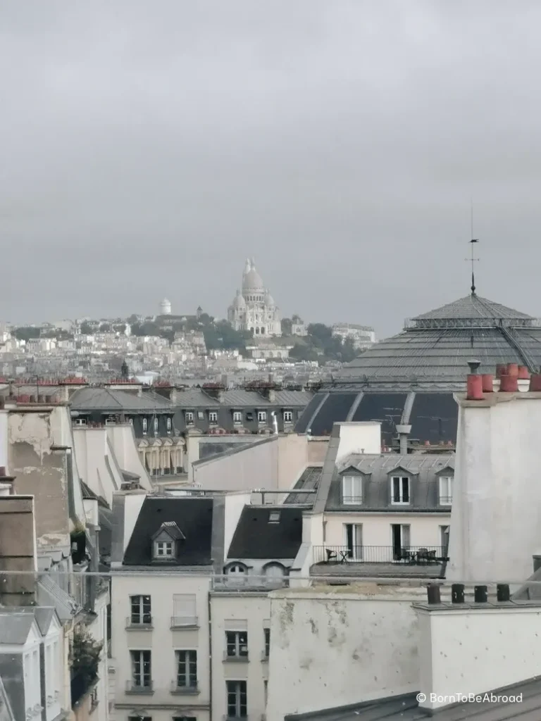 Vue en hauteur des toits de Paris avec en arrière plan le Sacré Coeur