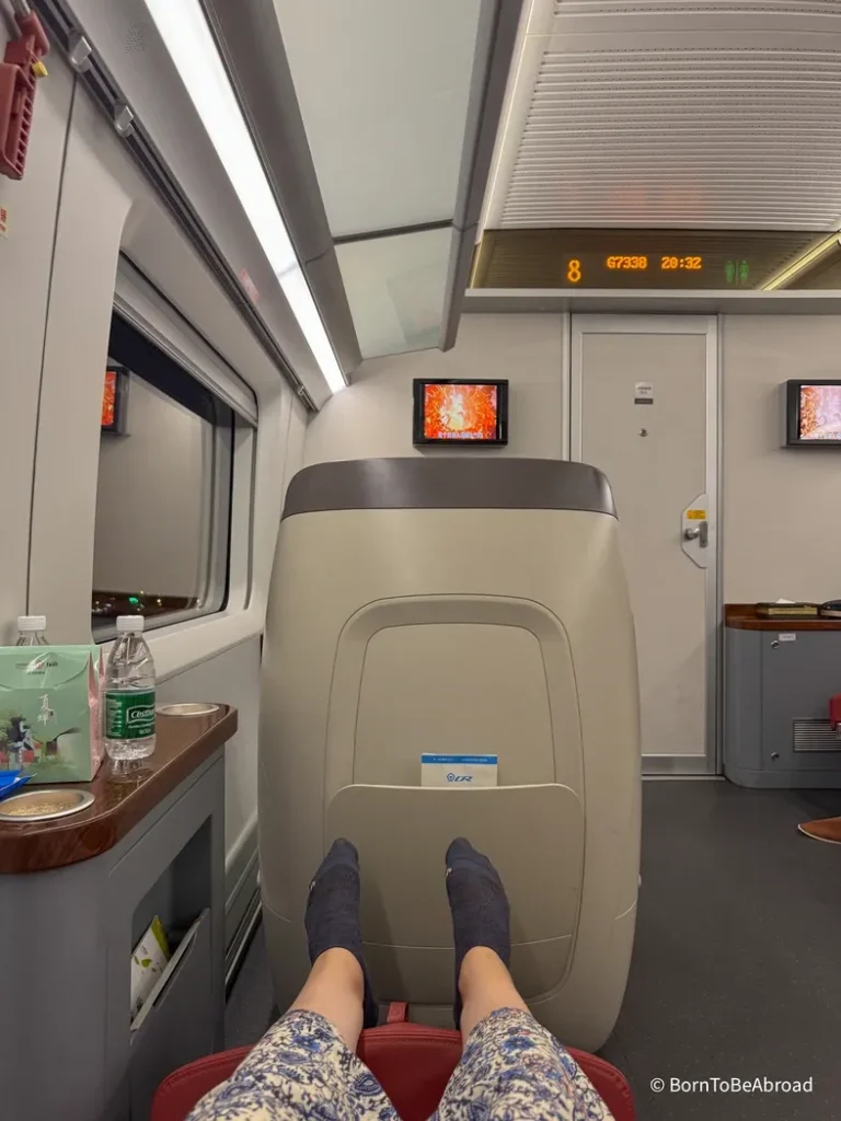 Intérieur de la business classe des trains en Chine